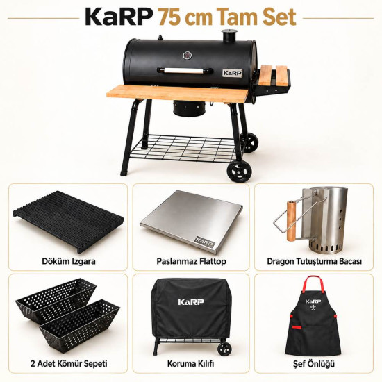KaRP 75 cm Tam Set Barbekü – Kılıf ve Önlük Hediyeli